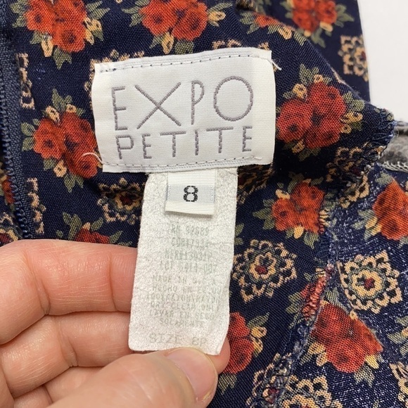 Vintage Expo Petite Rose Long Sleeve Prairie Dress 8 Petite - Picture 6 of 8